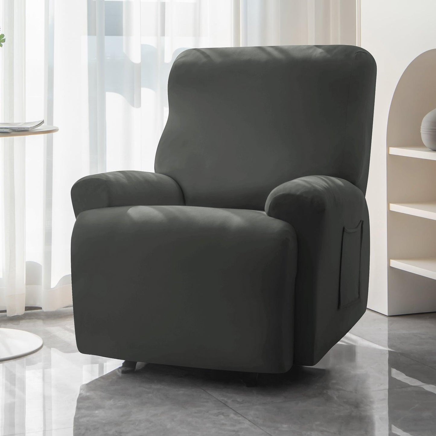 Grey Colour elastic stretchable polyester 1 seater recliner sofa cover