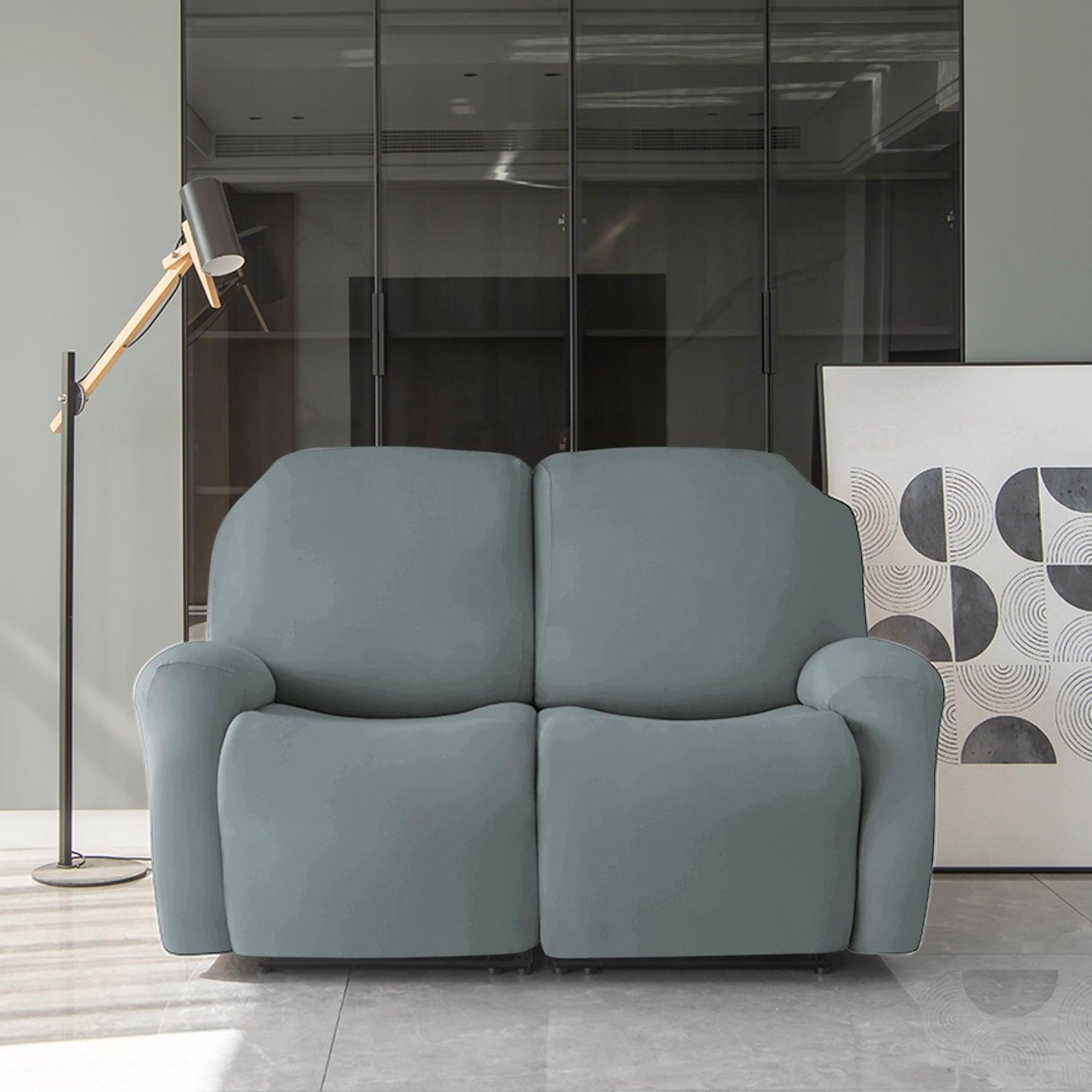 Elastic Stretchable Recliner Sofa Cover, Smokey Grey - HOKIPO | Har Ghar ka Humsafar
