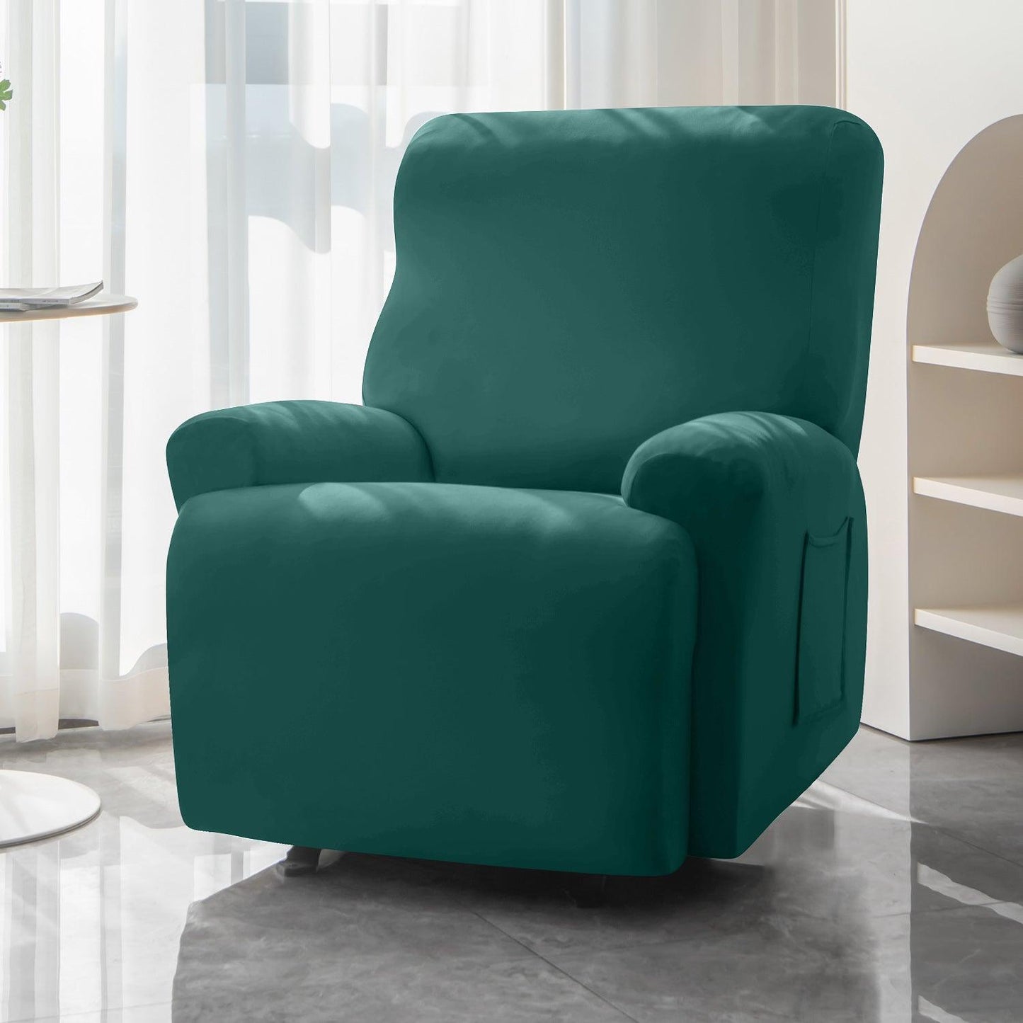 Teal Colour  elastic stretchable polyester 1 seater recliner sofa cover