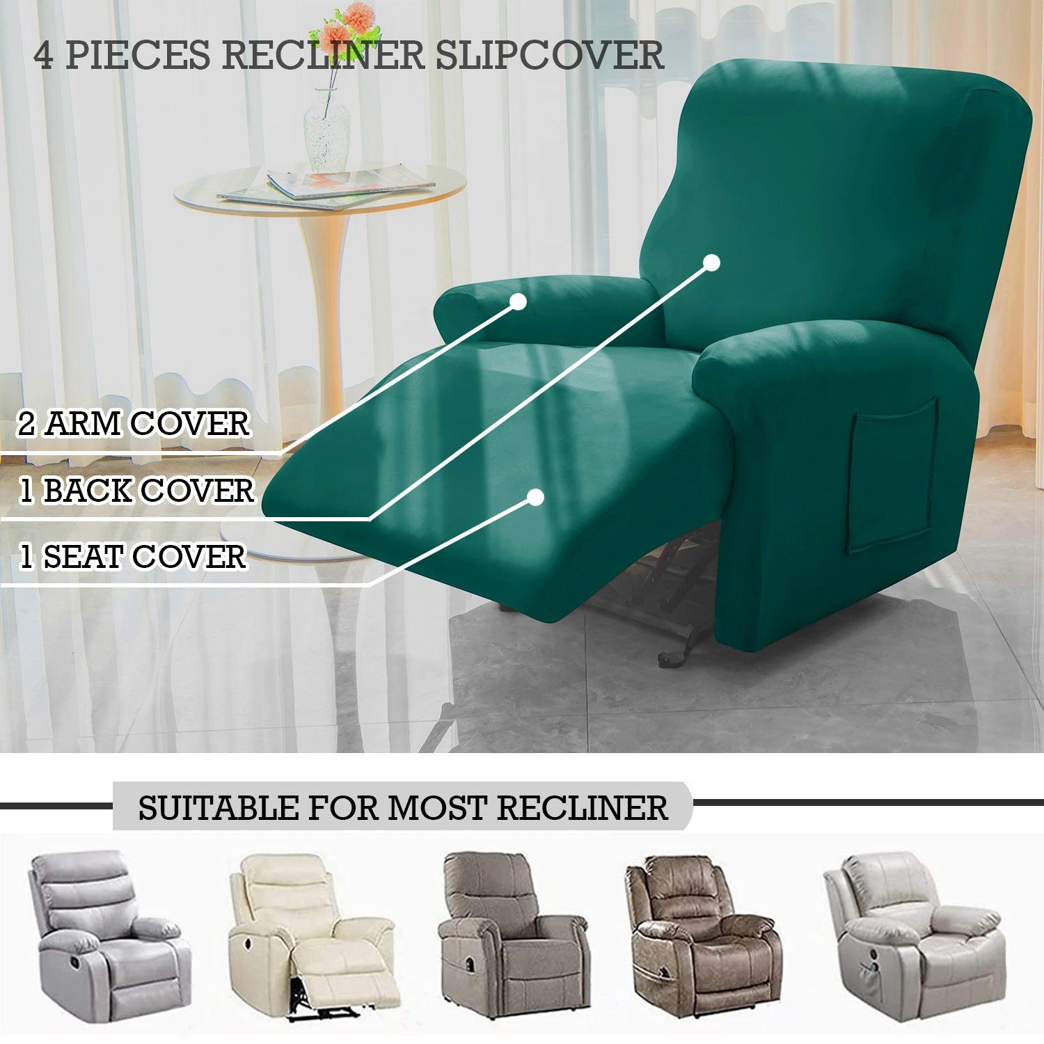 Elastic Stretchable Recliner Sofa Cover, Teal - HOKIPO | Har Ghar ka Humsafar