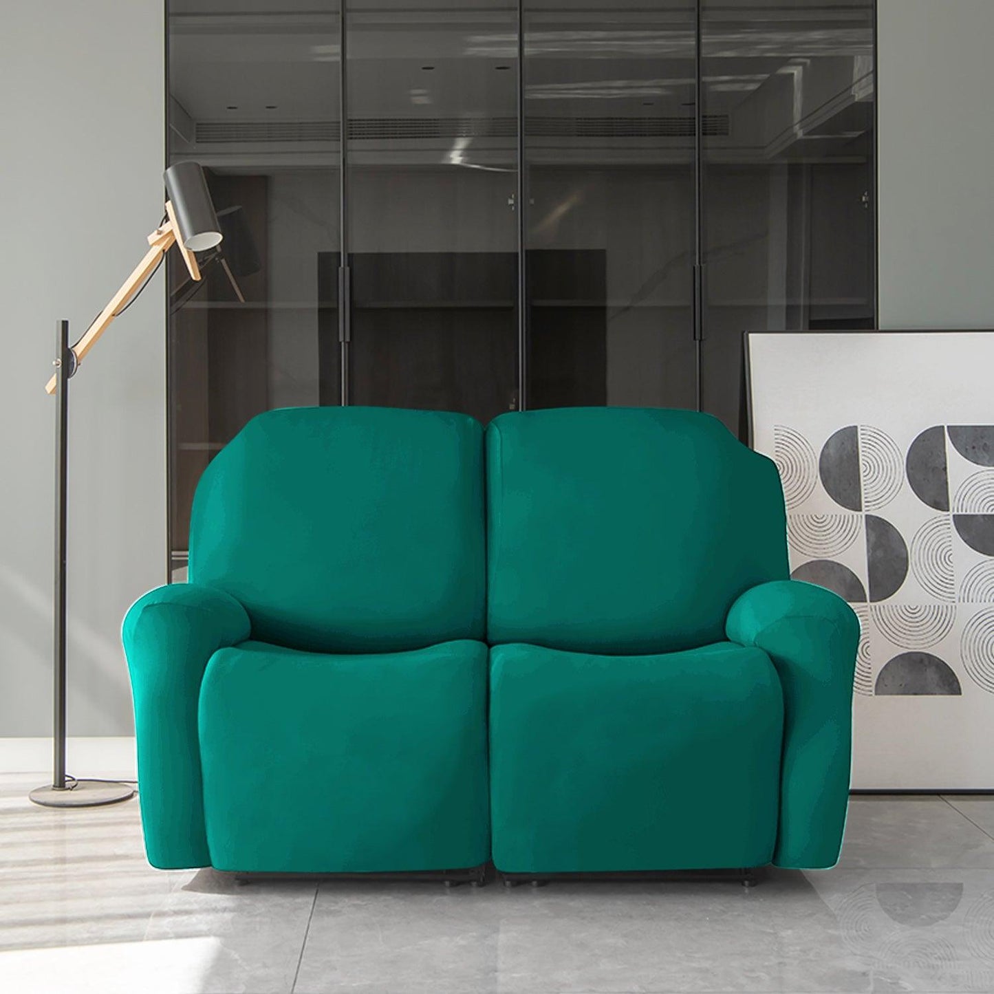 Elastic Stretchable Recliner Sofa Cover, Teal - HOKIPO | Har Ghar ka Humsafar