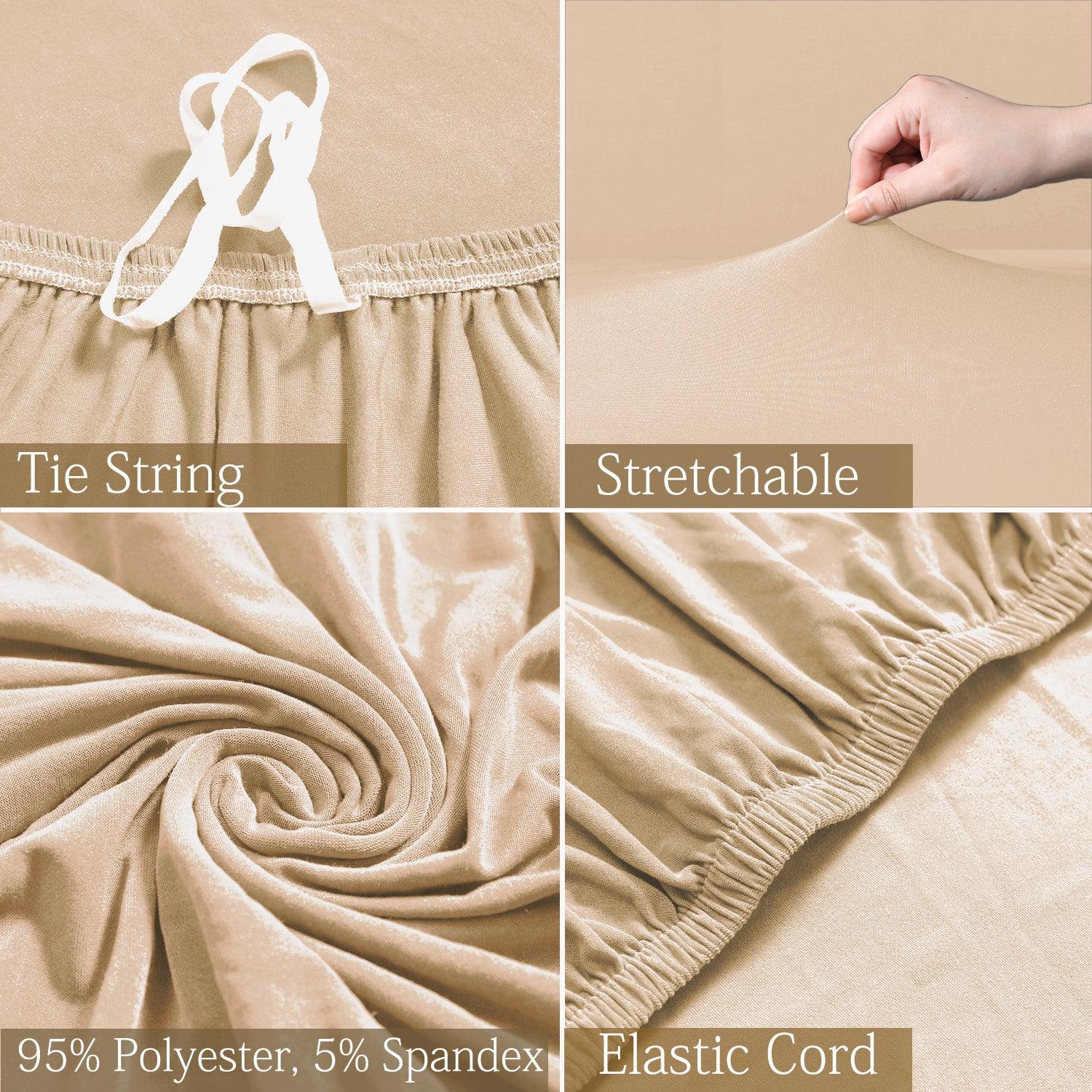 Plain beige elastic sofa cover set