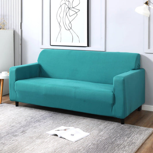 Dark Cyan colour plain elastic 3 Seater sofa cover