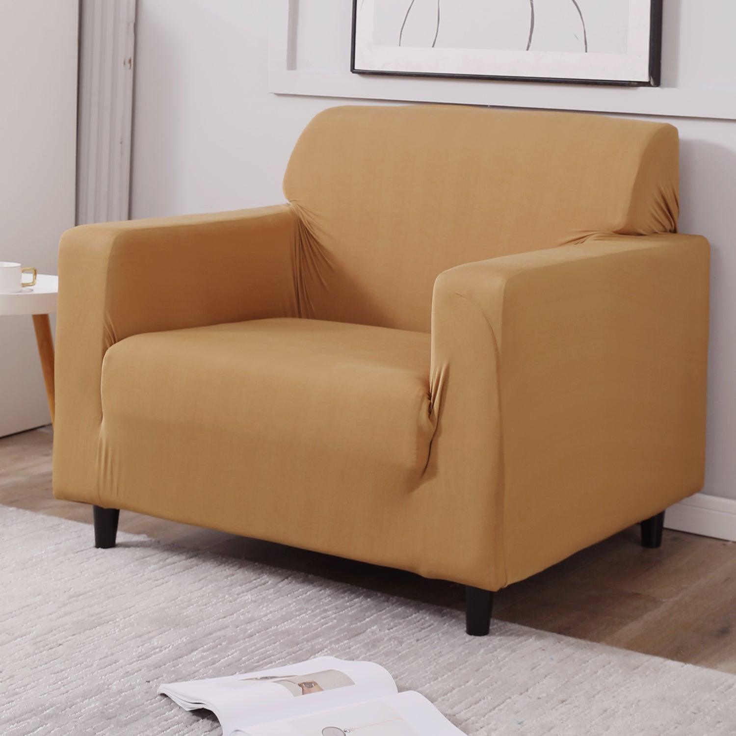 Sand Brown stretchable single sofa cover