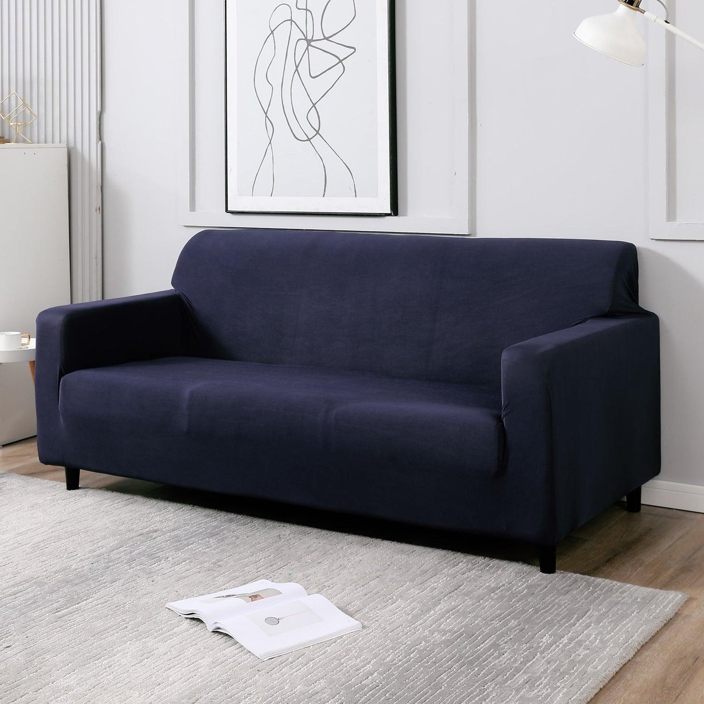 Space Blue elastic 3 seater sofa covers