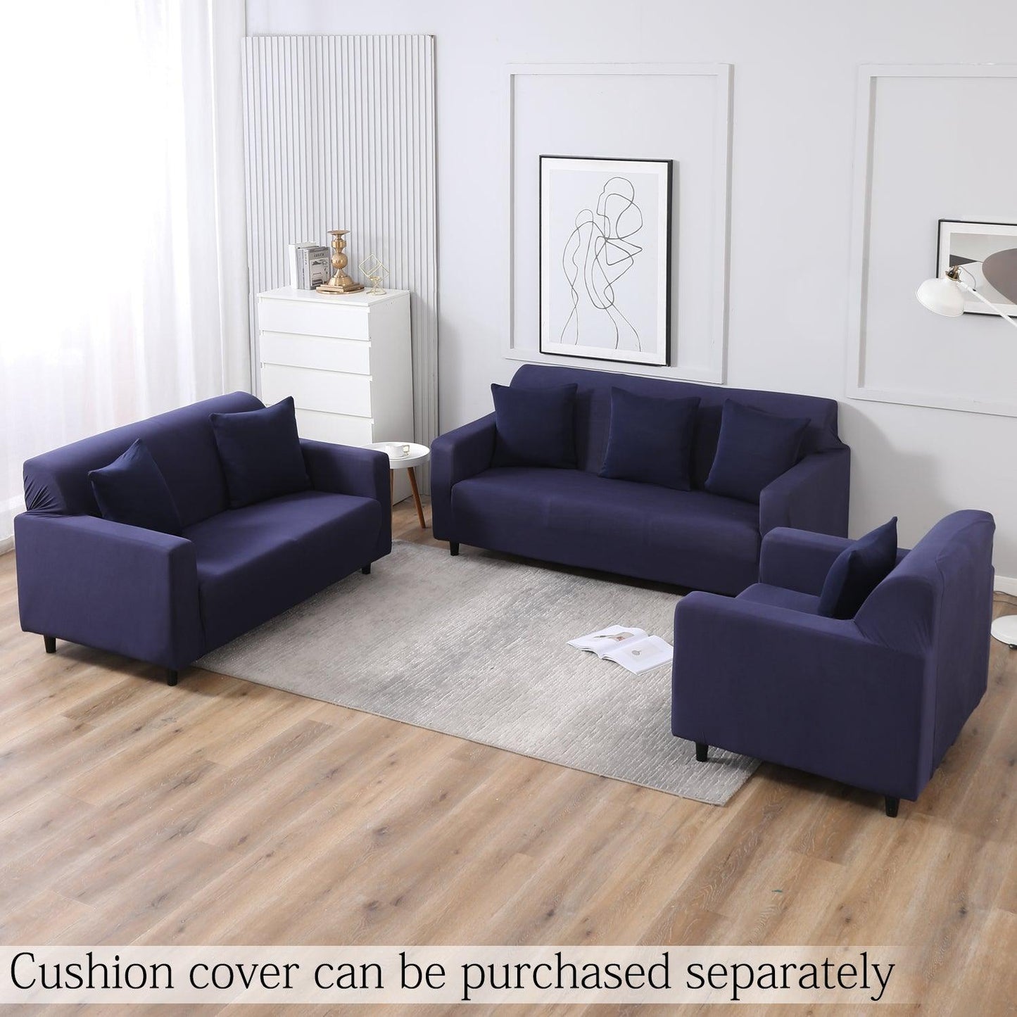 Space Blue elastic sofa cover sets for 1,2,3,4,5 & 7 seater sofas