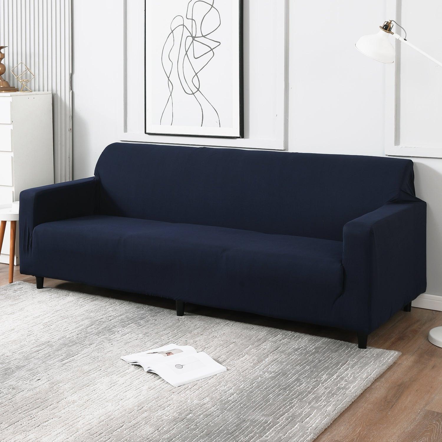 Space Blue, non slip, elastic 4 seater sofa covers