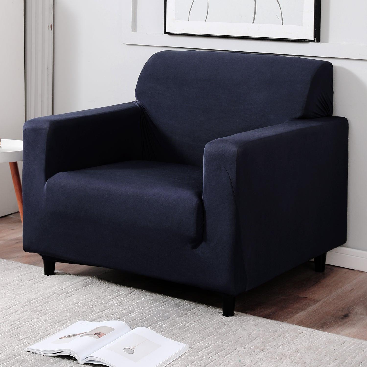 Space Blue stretchable single sofa cover