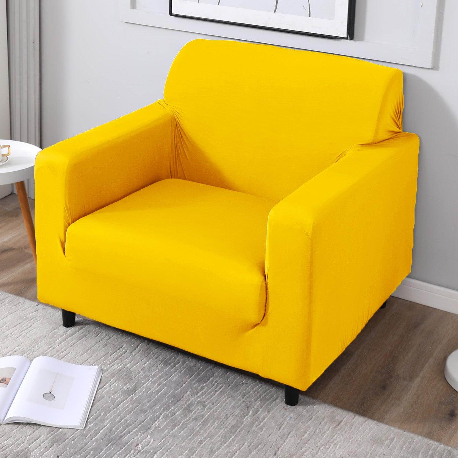 Sunny Yellow stretchable single Fully fitted sofa cover