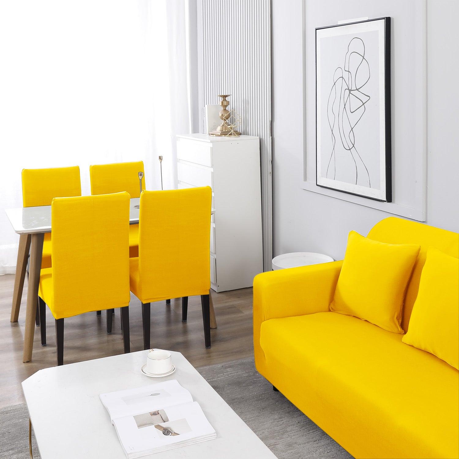 Buy plain Sunny Yellow Matching elastic covers for chairs and sofas