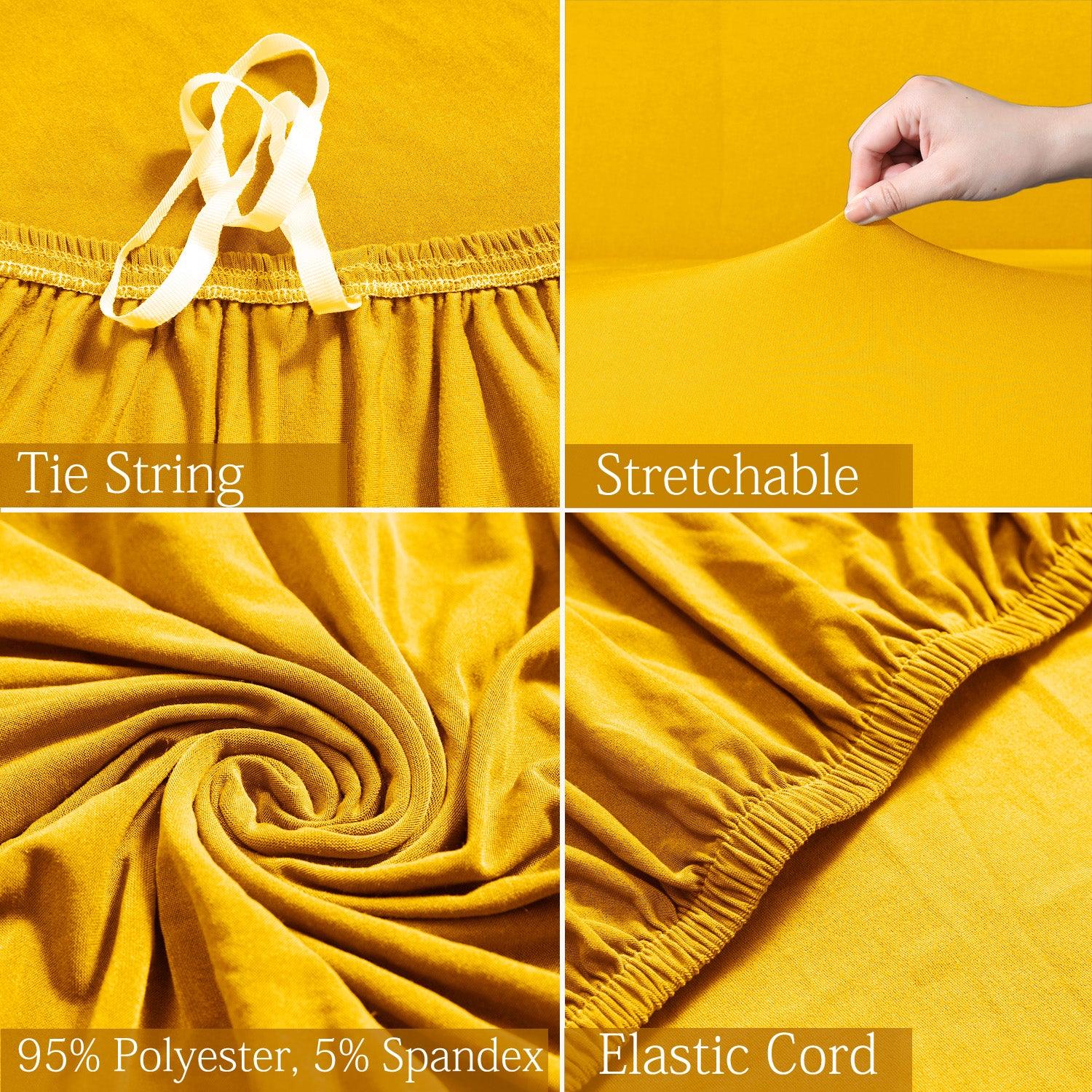 Features for Polyester machine washable,  stretchable, Fully fitted, Sunny Yellow elastic sofa cover sets