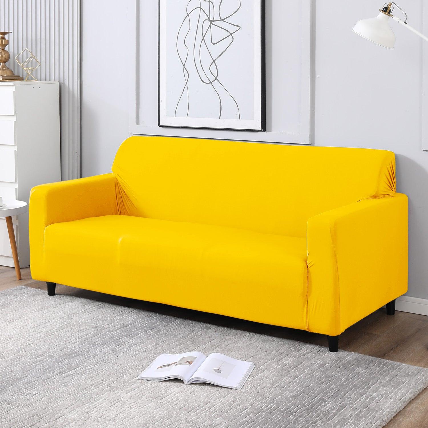 Sunny Yellow elastic stretchable 3 seater sofa covers
