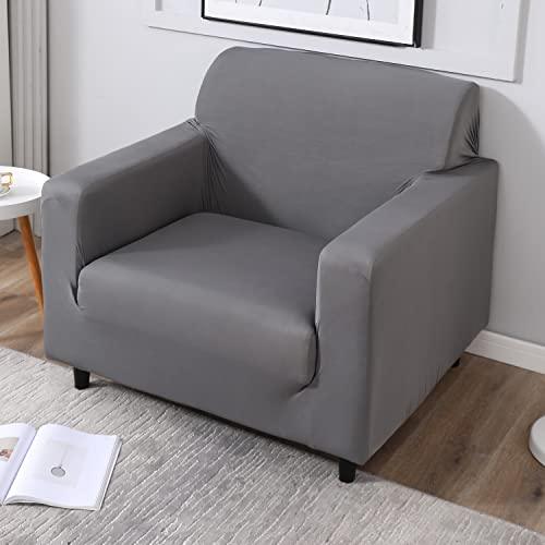 Plain grey colour non slip elastic 1 seater sofa cover