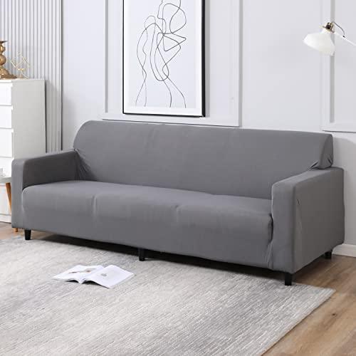 Plain grey colour non slip elastic 4 seater sofa cover
