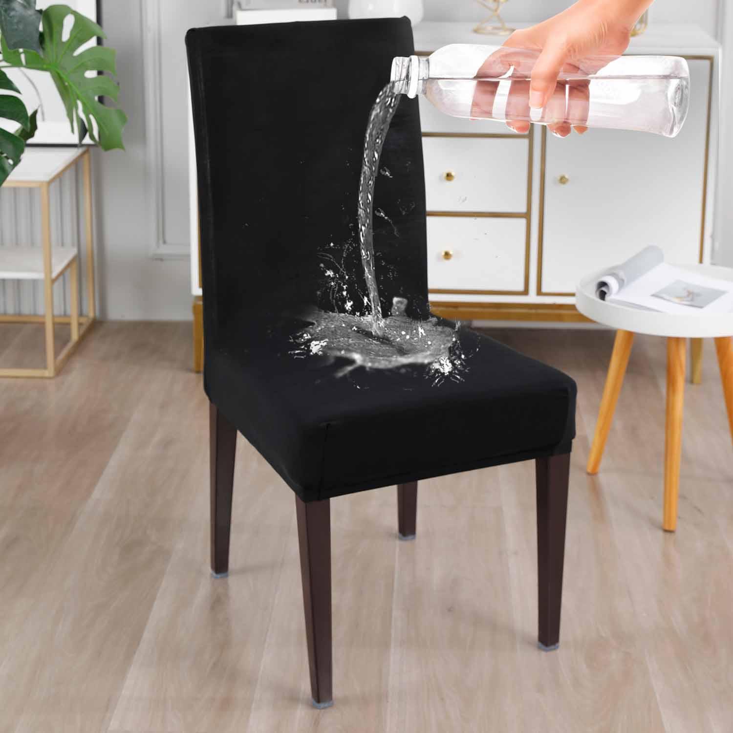 Elastic Stretchable Water Resistant Dining Chair Cover, Black - HOKIPO | Har Ghar ka Humsafar