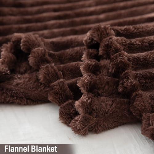 Buy Brown Soft, Warm, Luxury Striped Fleece Double Bed Blanket | HOKIPO