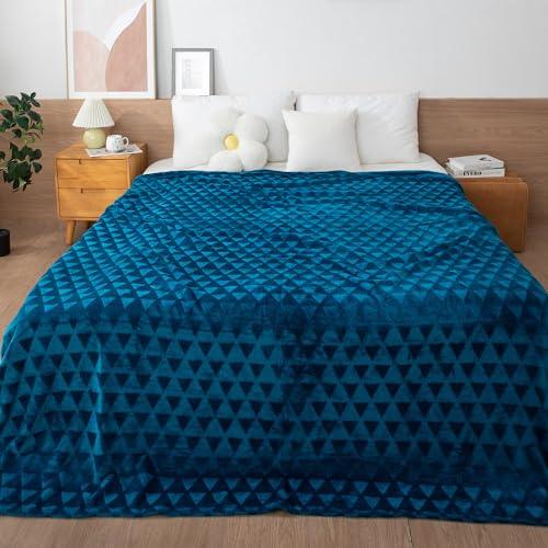 Buy Teal Colour Soft Double Bed Fleece Blanket | HOKIPO