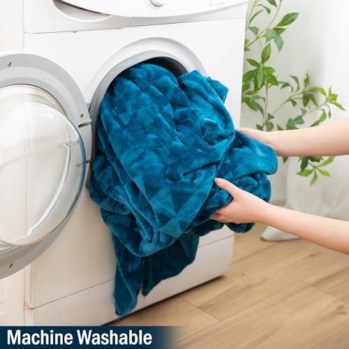 Teal Colour Double Bed Winter Blanket | Machine Washable | HOKIPO