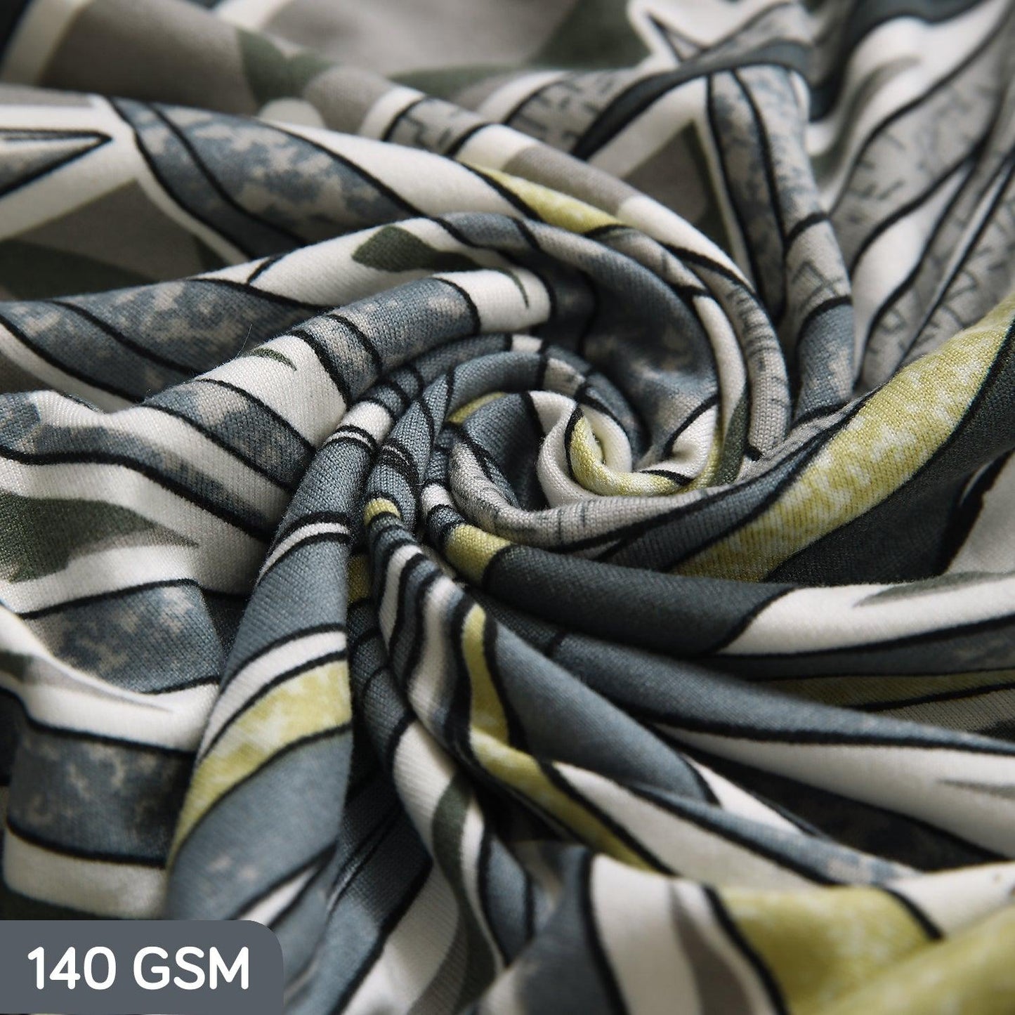 140 GSM machine washable Frost Grey Marginata Print elastic sofa cover