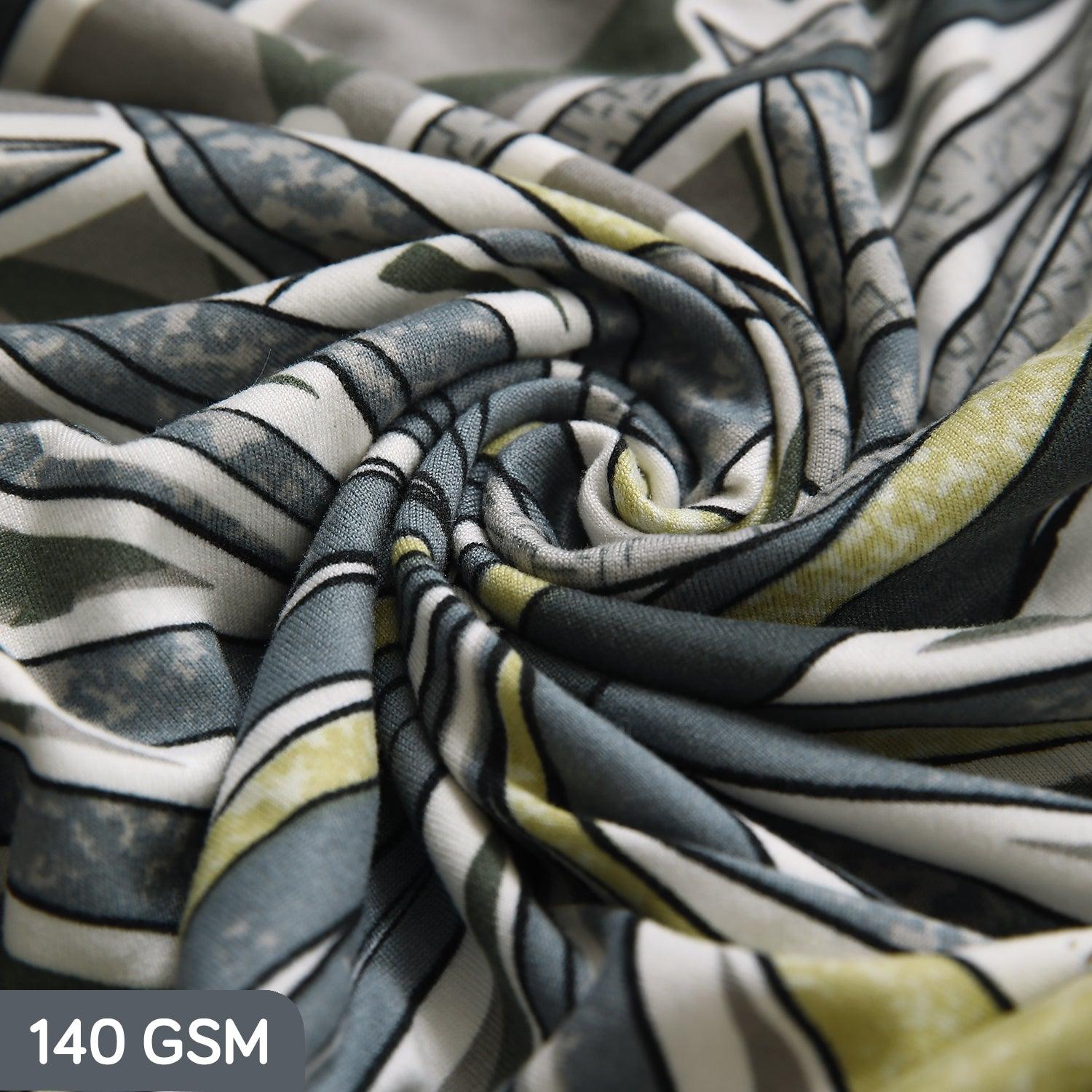 140 GSM machine washable Frost Grey Marginata Print elastic sofa cover