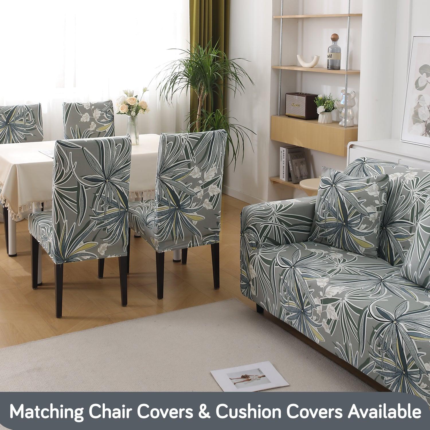 Buy Frost Grey Marginata Print Matching elastic covers for dining chairs and sofas