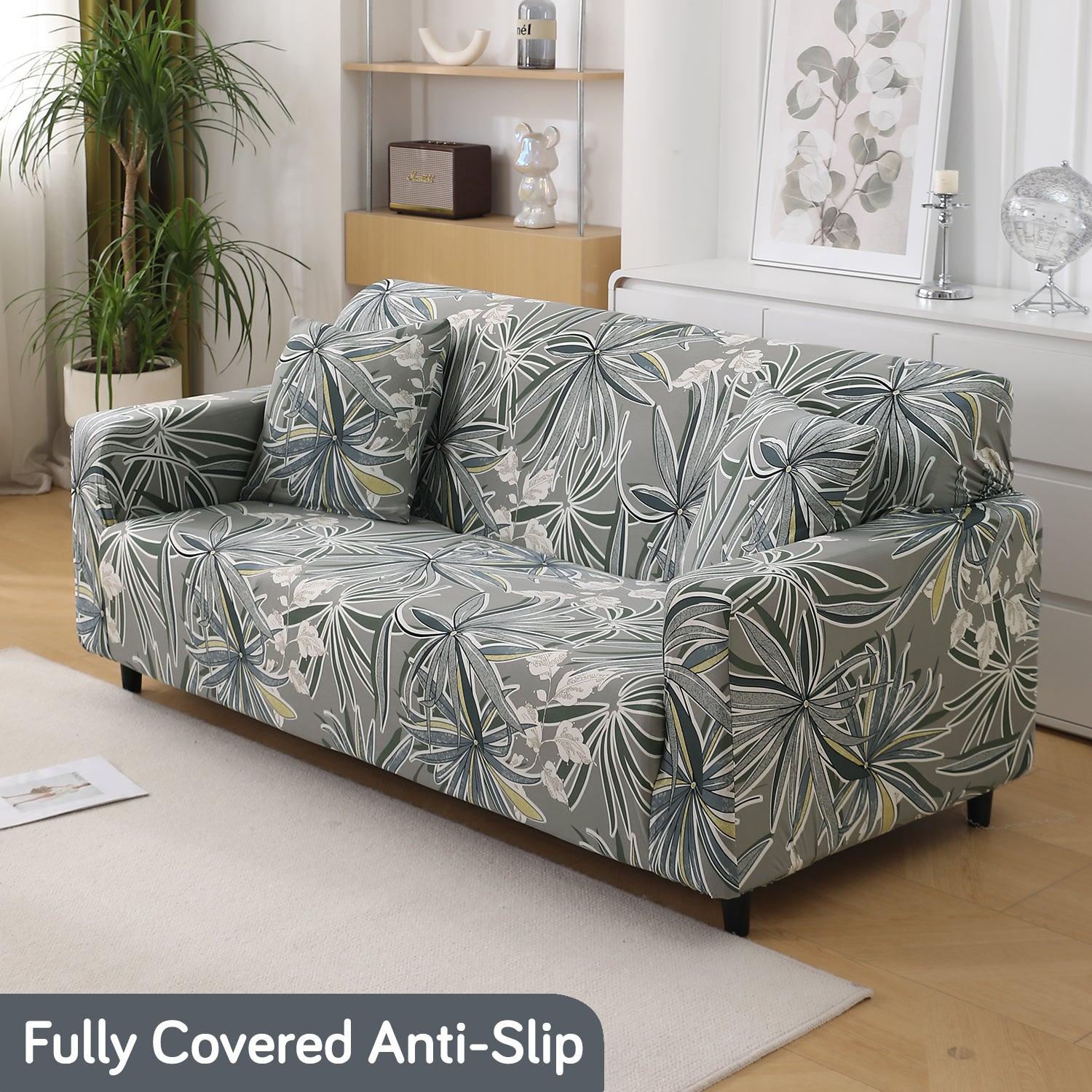 Frost Grey Marginata Print stretchable 3 seater sofa covers