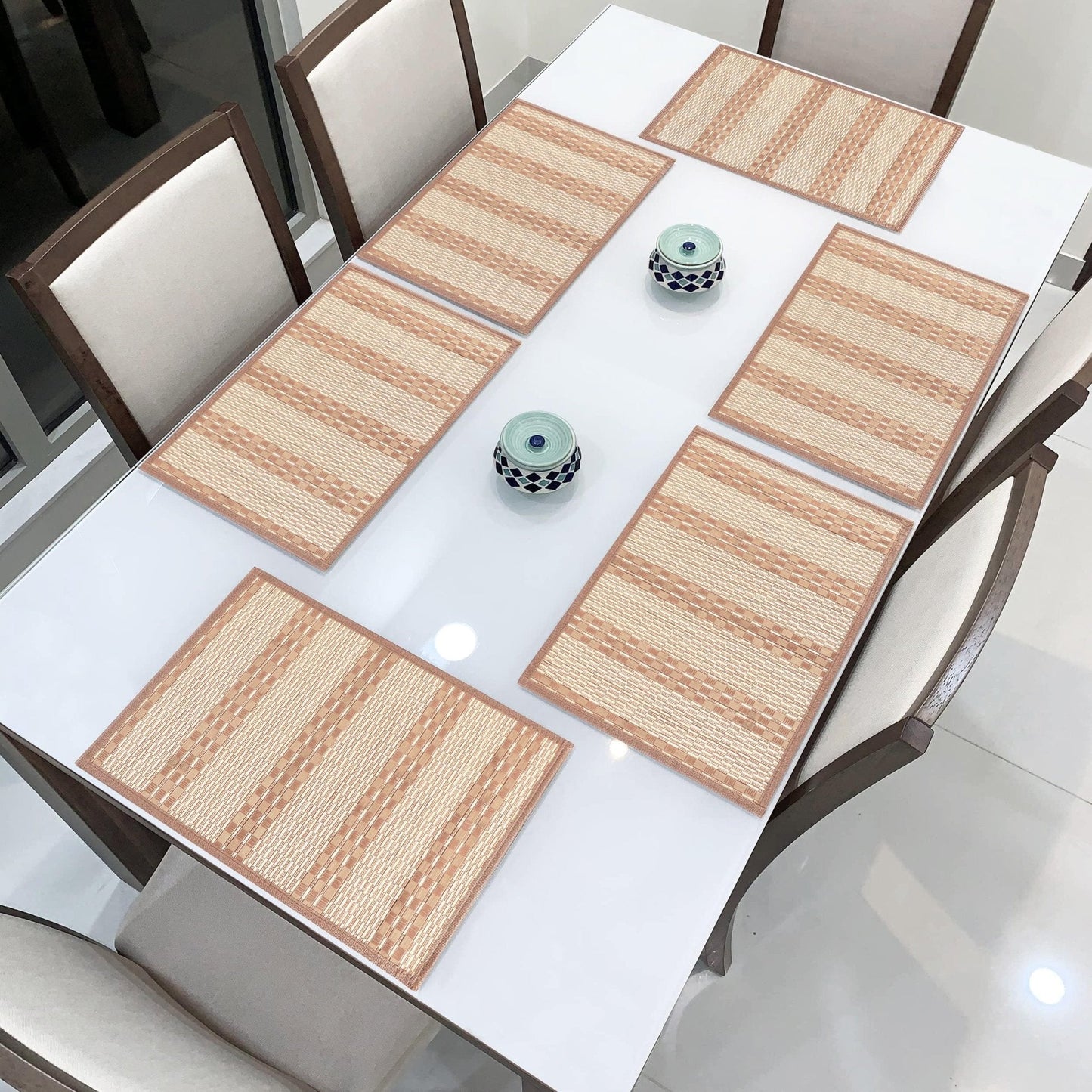 Heat Resistant Bamboo Dinner Mats, Burnt Orange