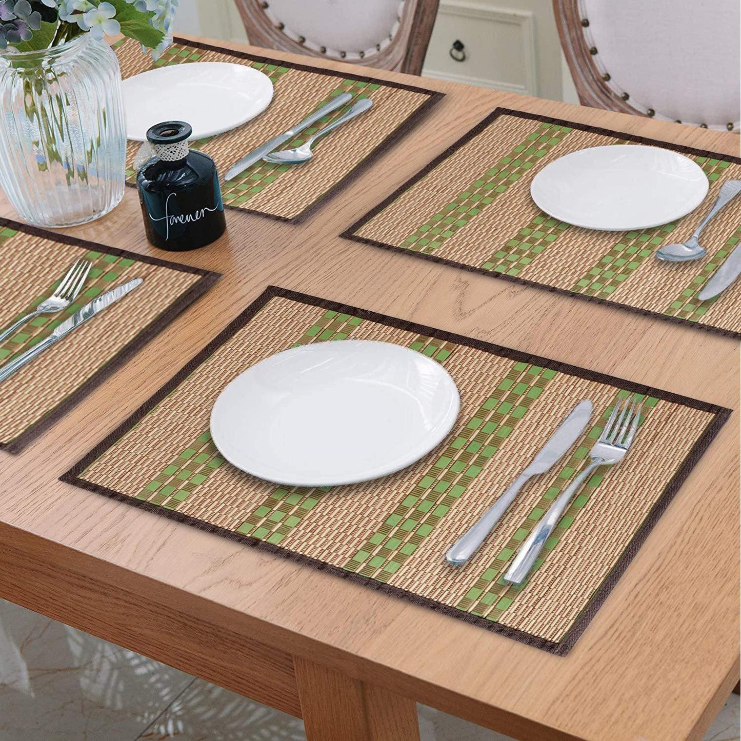 Heat Resistant Bamboo Dinner Mats, Green - HOKIPO | Har Ghar ka Humsafar