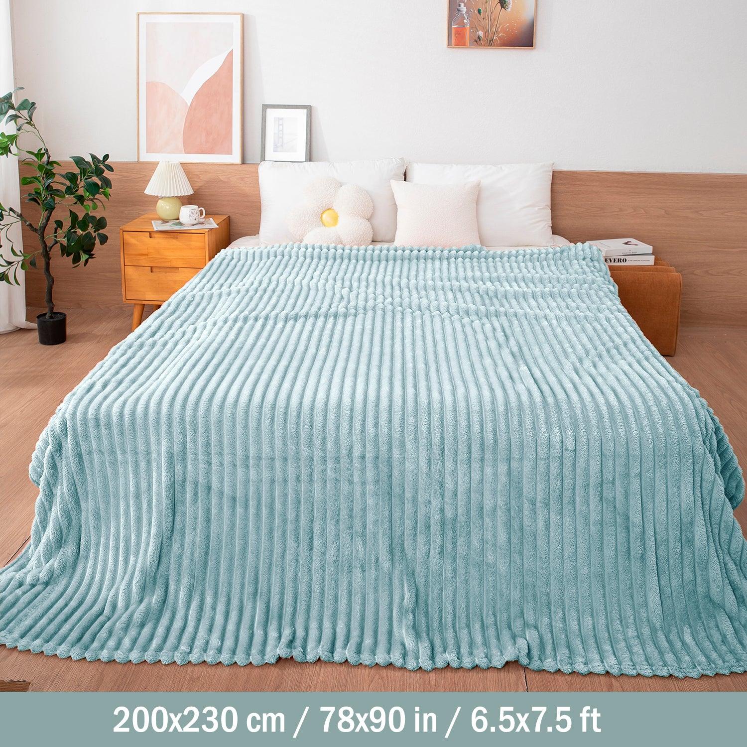 Sky Blue Colour Double Bed Soft Fleece Blankets | HOKIPO
