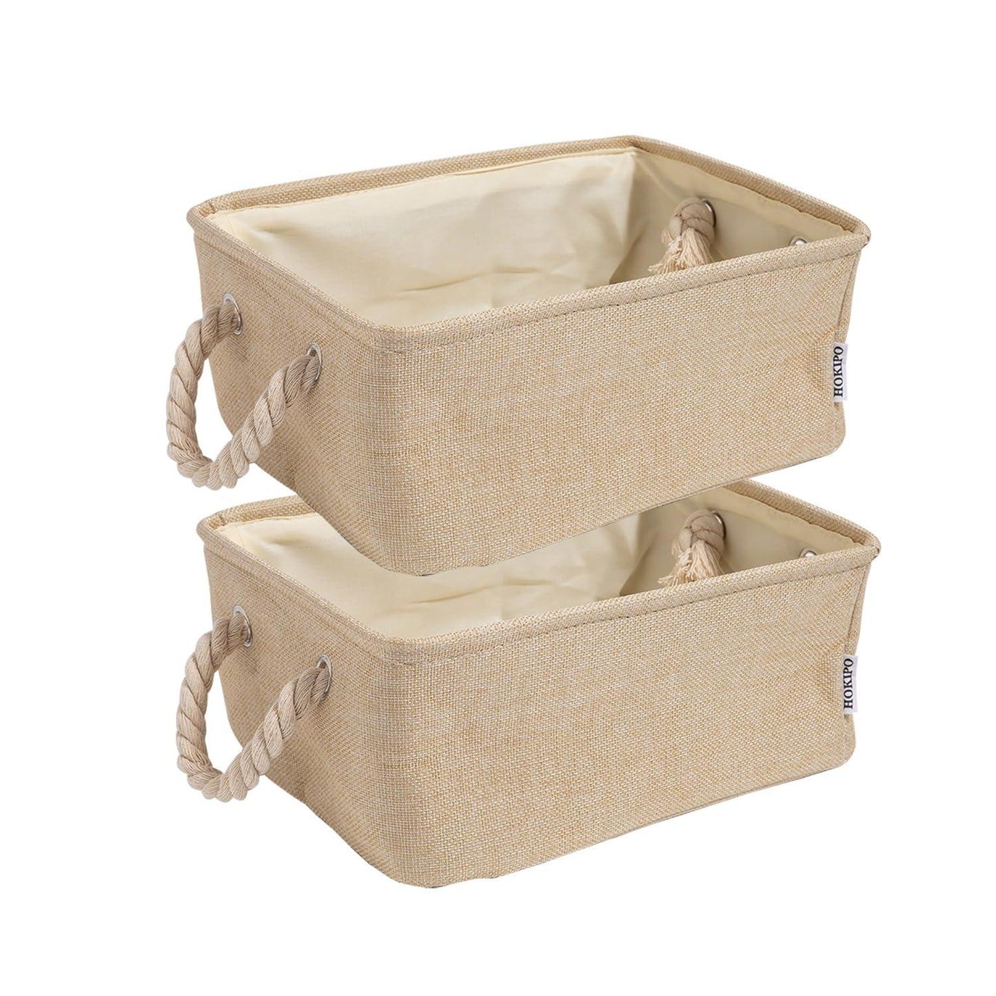 HOKIPO Eco - Friendly Foldable Baskets for Storage Pack of 2, Beige - HOKIPO | Har Ghar ka Humsafar