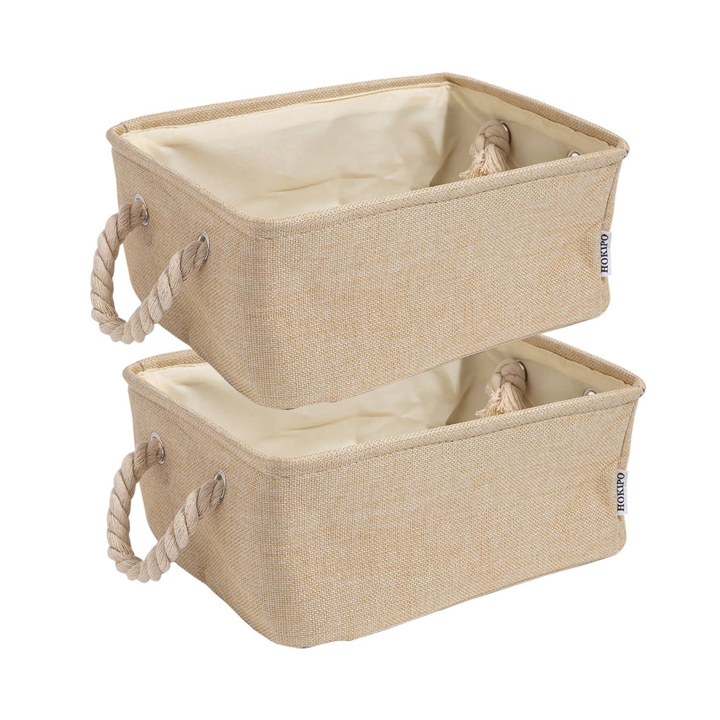 HOKIPO Eco - Friendly Foldable Baskets for Storage Pack of 2, Beige - HOKIPO | Har Ghar ka Humsafar