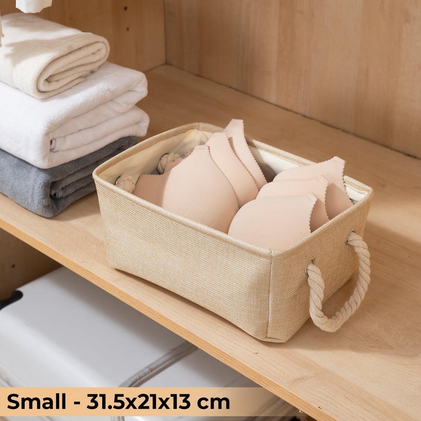 HOKIPO Eco - Friendly Foldable Baskets for Storage Pack of 2, Beige - HOKIPO | Har Ghar ka Humsafar