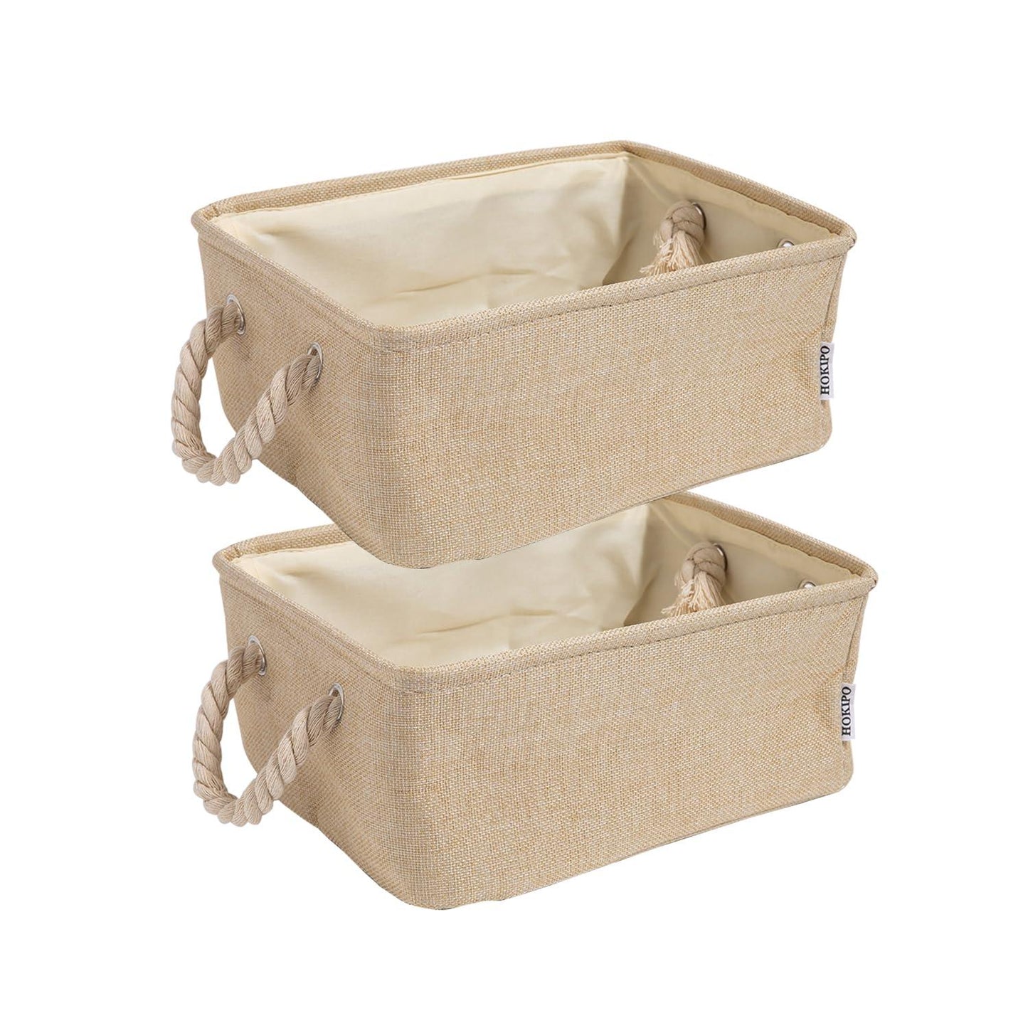 HOKIPO Eco - Friendly Foldable Baskets for Storage Pack of 2, Beige - HOKIPO | Har Ghar ka Humsafar