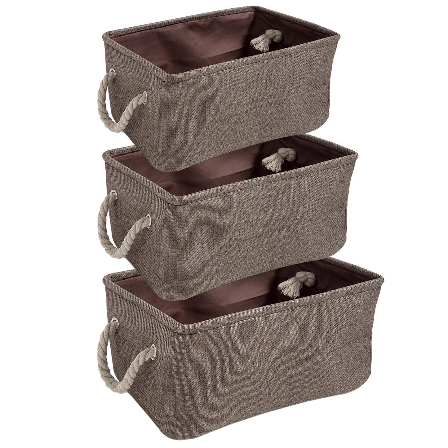 HOKIPO Eco - Friendly Foldable Baskets for Storager Set of 3, Brown - HOKIPO | Har Ghar ka Humsafar