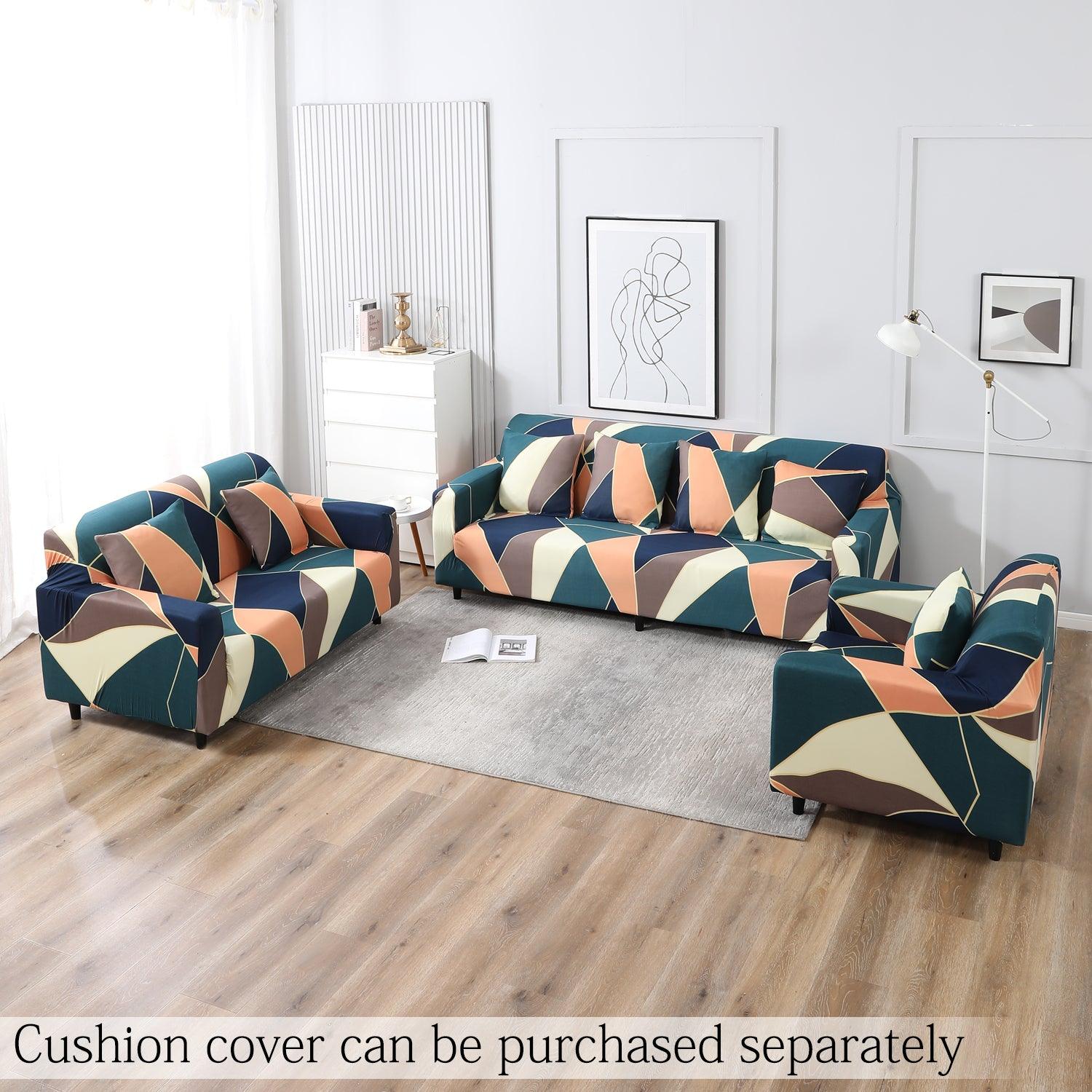 Green Peach Abstract Printed elastic sofa cover sets for 1,2,3,4,5 & 7 seater sofas
