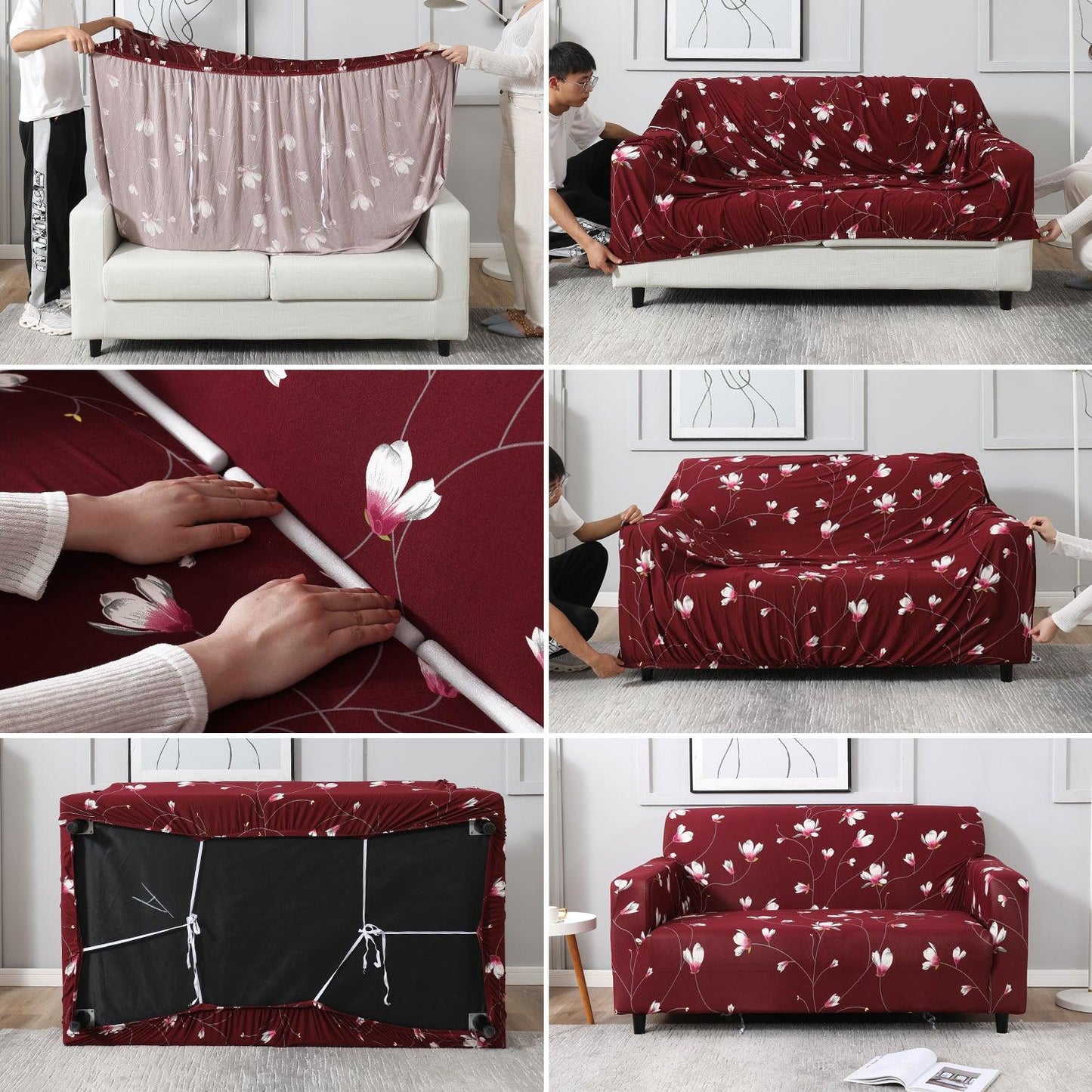 How to put an elastic sofa cover guide