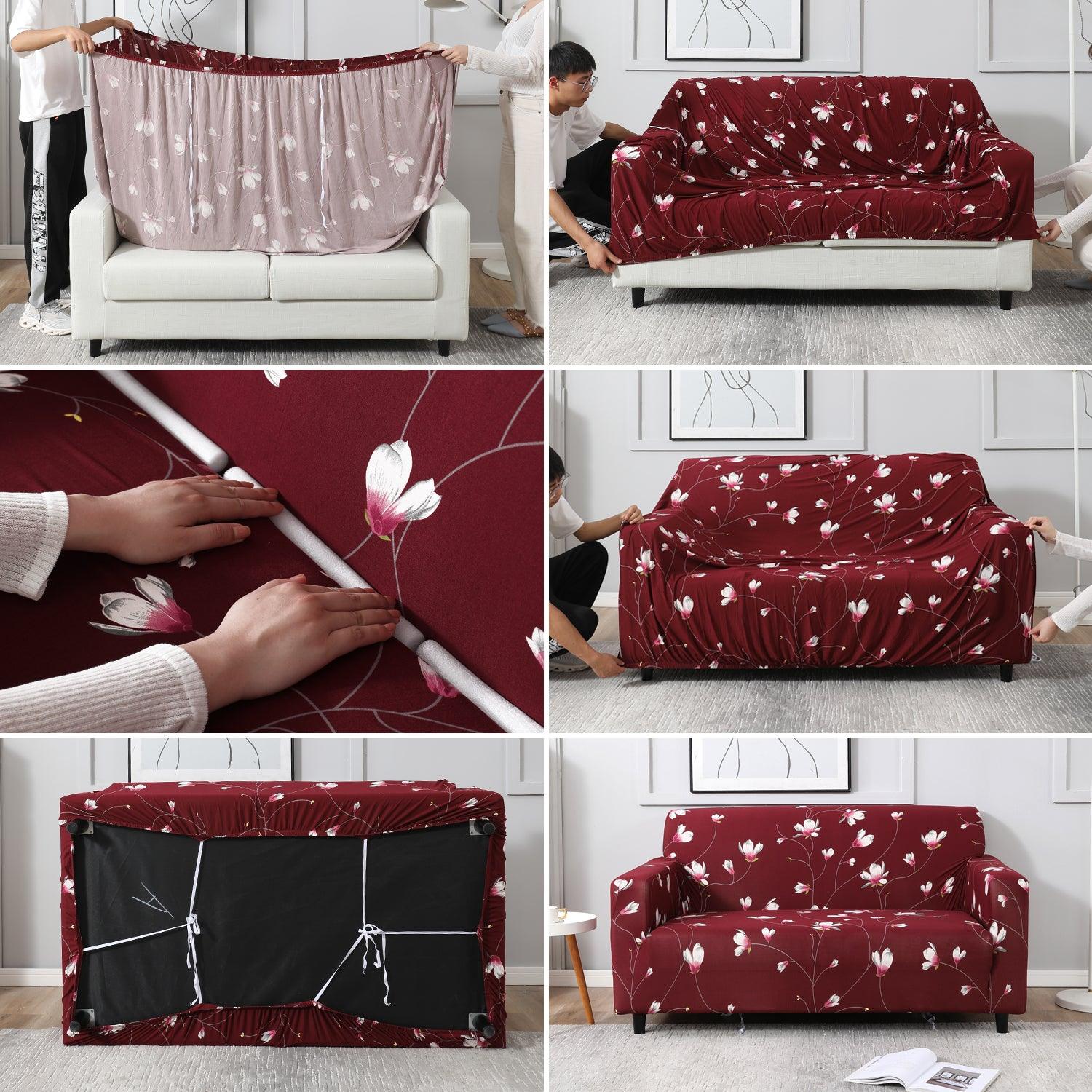 How to put an elastic sofa cover guide