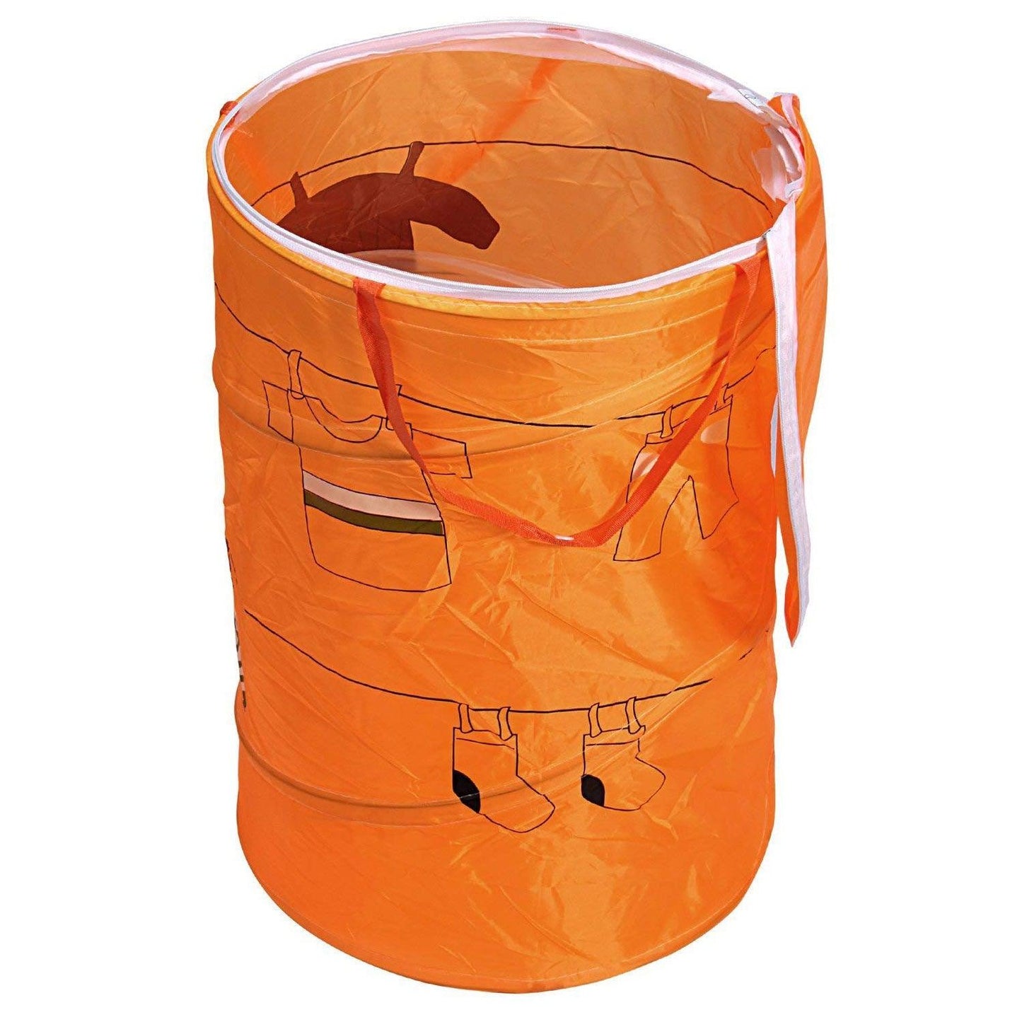 HOKIPO Foldable Cloth Pop Up Laundry Bag Hamper, 50 - Ltr - Orange - HOKIPO | Har Ghar ka Humsafar