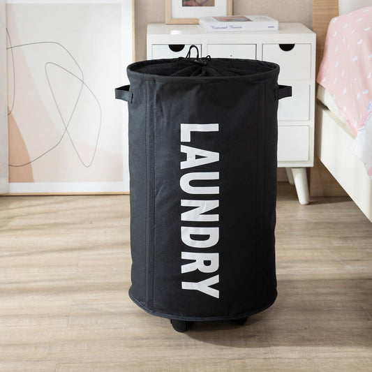 HOKIPO Foldable Laundry Hamper with Wheels, Black - HOKIPO | Har Ghar ka Humsafar