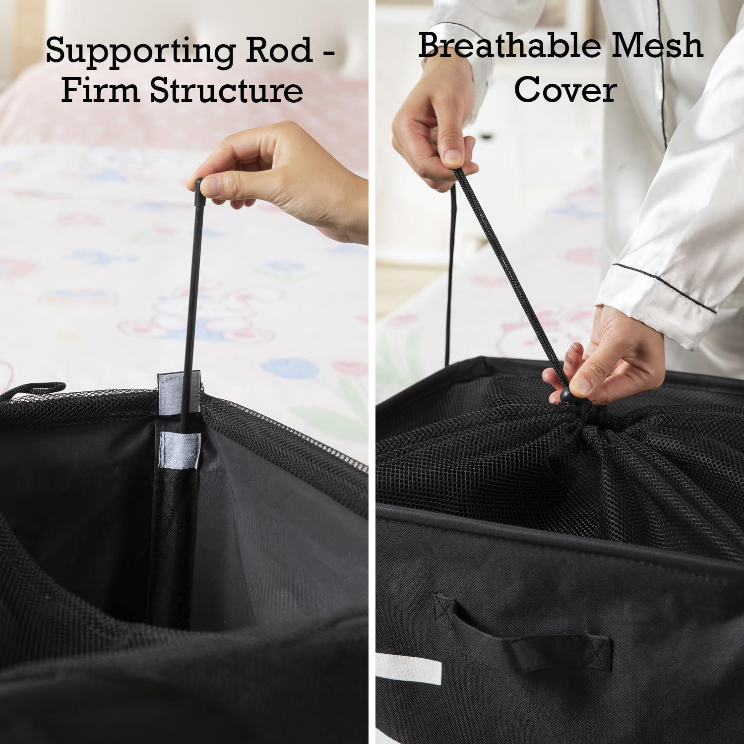 HOKIPO Foldable Laundry Hamper with Wheels, Black - HOKIPO | Har Ghar ka Humsafar