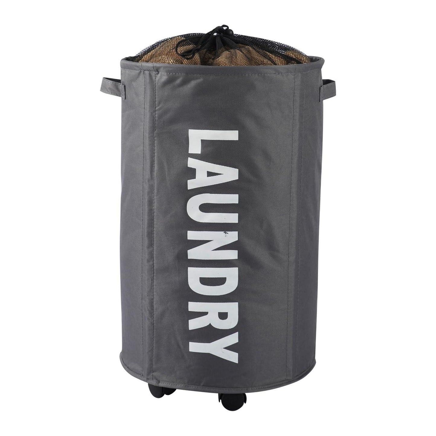 HOKIPO Foldable Laundry Hamper with Wheels, Grey - HOKIPO | Har Ghar ka Humsafar