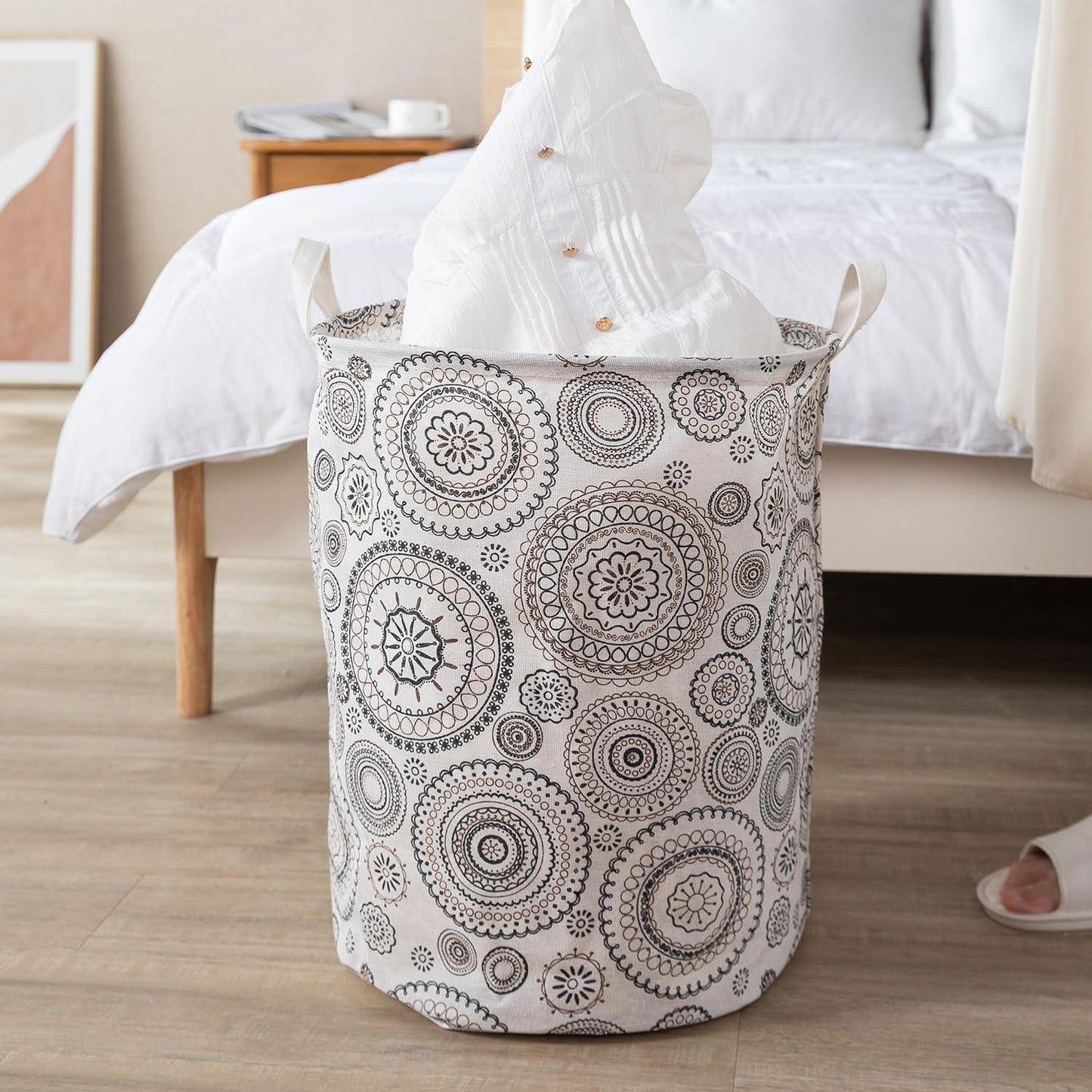 HOKIPO Folding Laundry Basket for Clothes, Round Collapsible Storage Basket, 42 - Ltr - HOKIPO | Har Ghar ka Humsafar