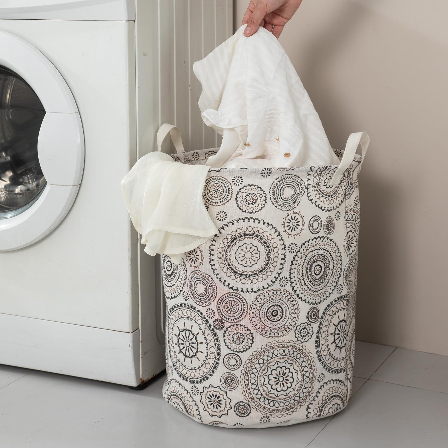 HOKIPO Folding Laundry Basket for Clothes, Round Collapsible Storage Basket, 42 - Ltr - HOKIPO | Har Ghar ka Humsafar