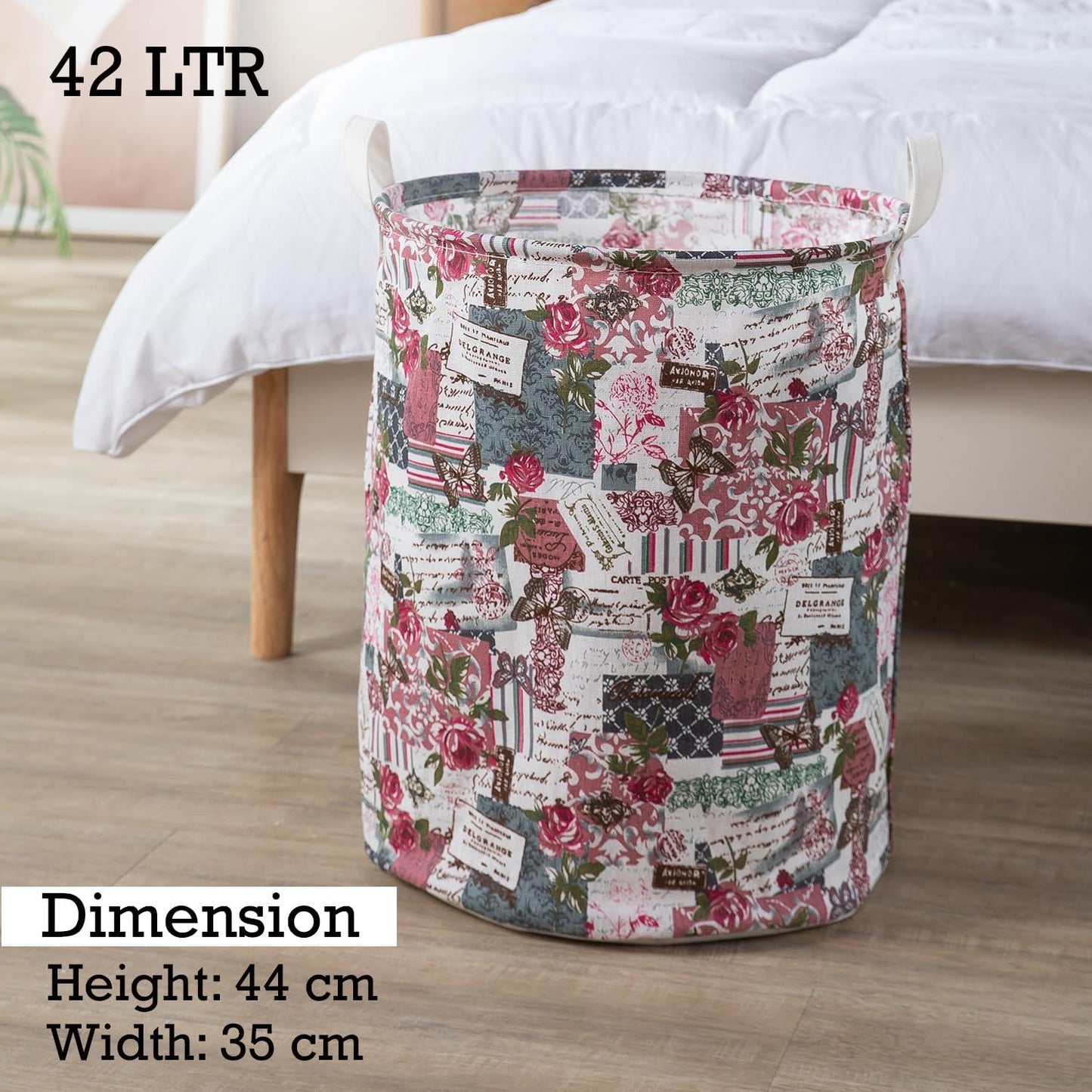 HOKIPO Folding Laundry Basket for Clothes, Round Collapsible Storage Basket, 42 - Ltr - Coral - HOKIPO | Har Ghar ka Humsafar