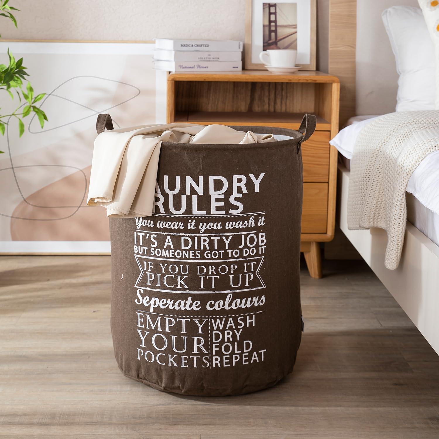 HOKIPO Folding Laundry Clothes Storage Basket - Large 63 Ltr, Brown - HOKIPO | Har Ghar ka Humsafar