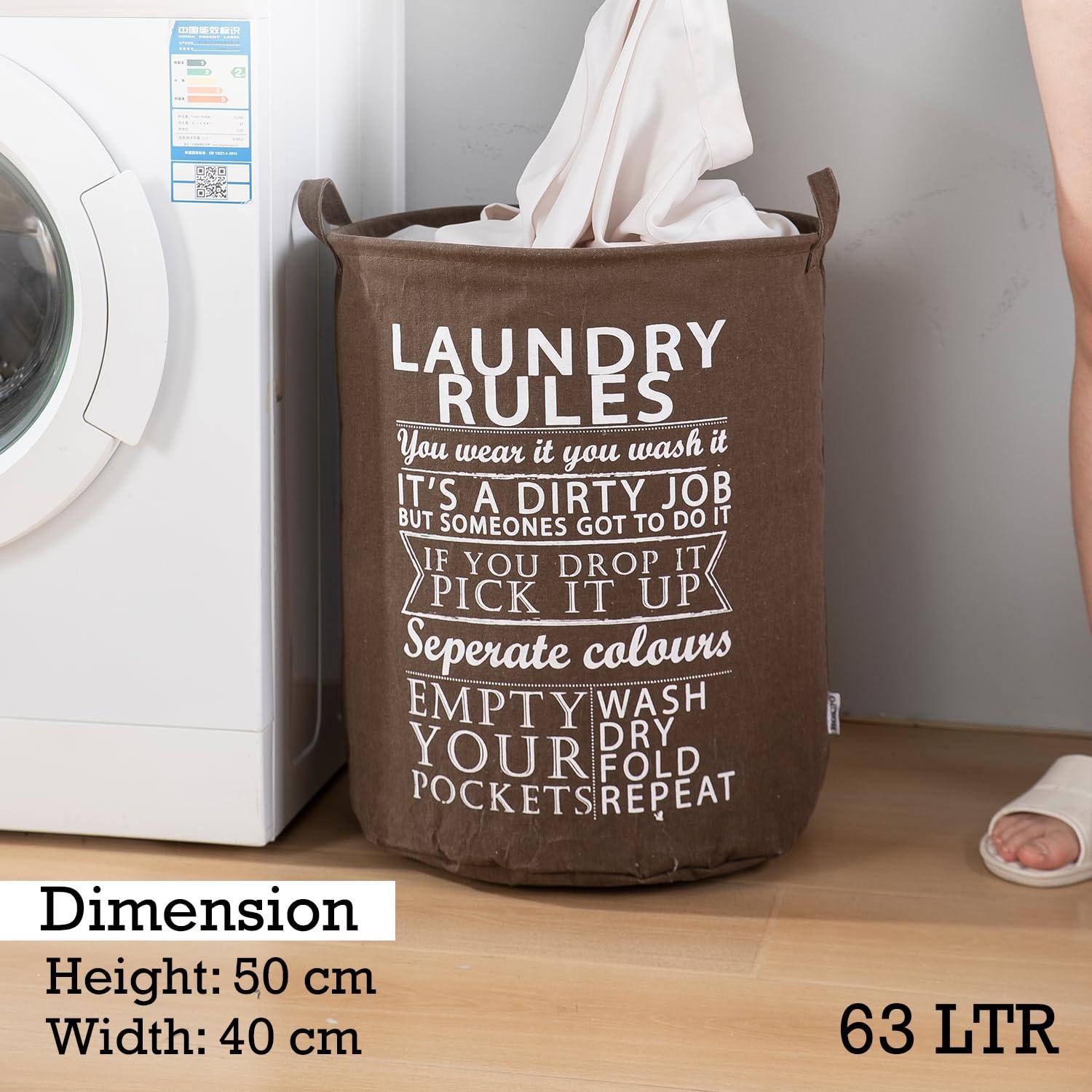 HOKIPO Folding Laundry Clothes Storage Basket - Large 63 Ltr, Brown - HOKIPO | Har Ghar ka Humsafar