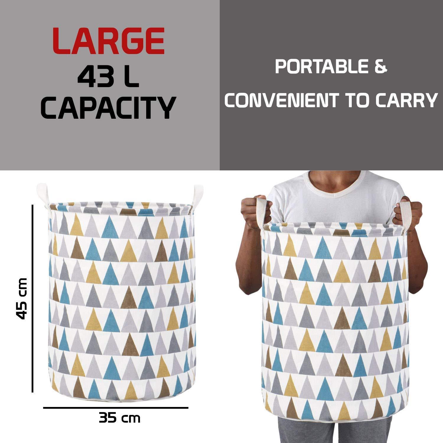 HOKIPO Folding Laundry Cotton Basket for Clothes - Large 43 LTR, Multicolor - HOKIPO | Har Ghar ka Humsafar