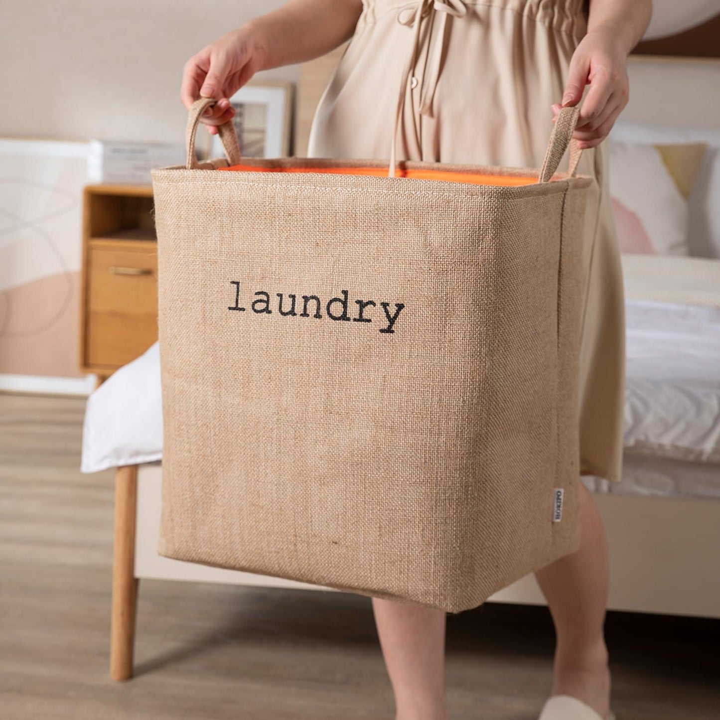 HOKIPO Laundry Basket Clothes Hamper, Denim Basket With Handles,Small / Large - Beige - HOKIPO | Har Ghar ka Humsafar