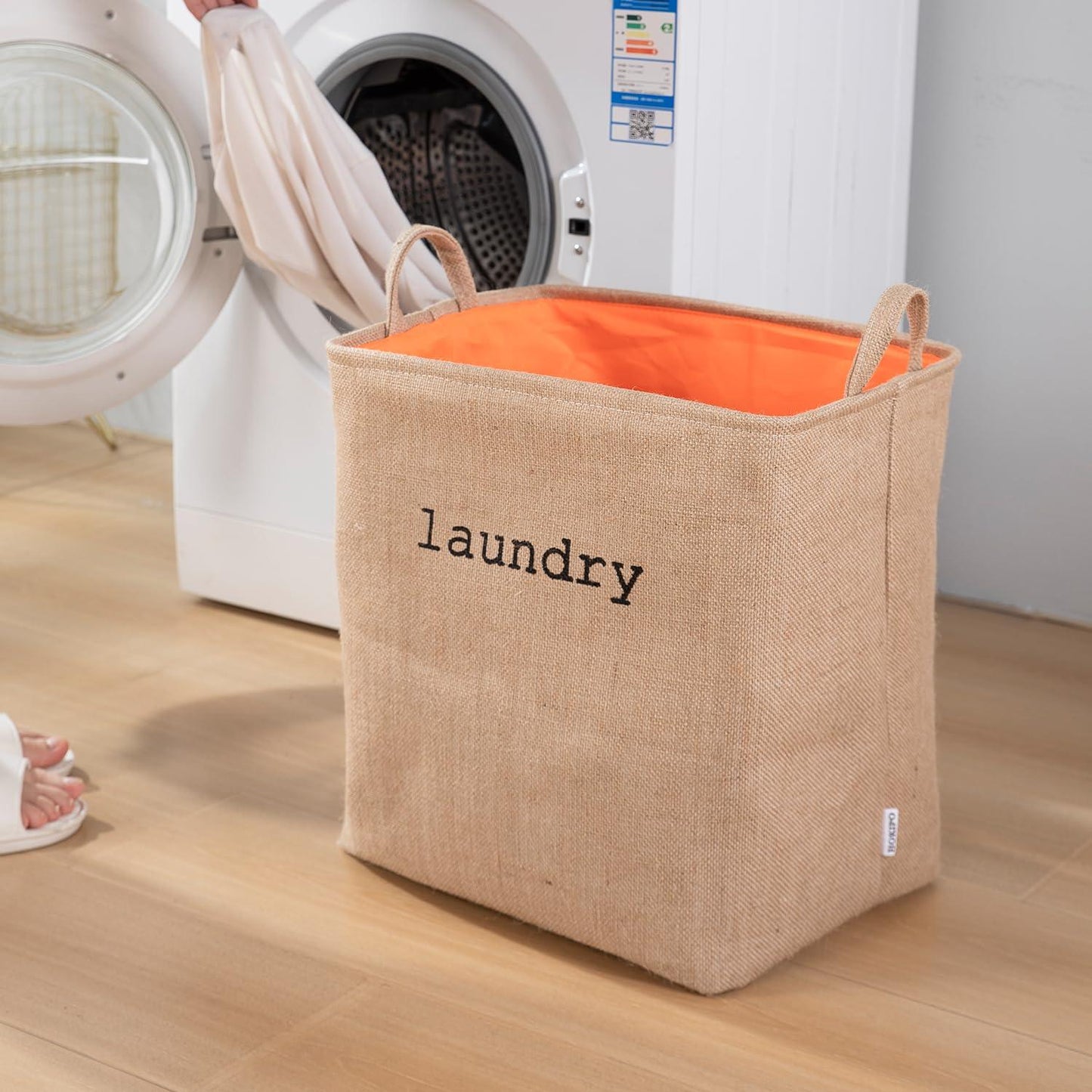 HOKIPO Laundry Basket Clothes Hamper, Denim Basket With Handles,Small / Large - Beige - HOKIPO | Har Ghar ka Humsafar