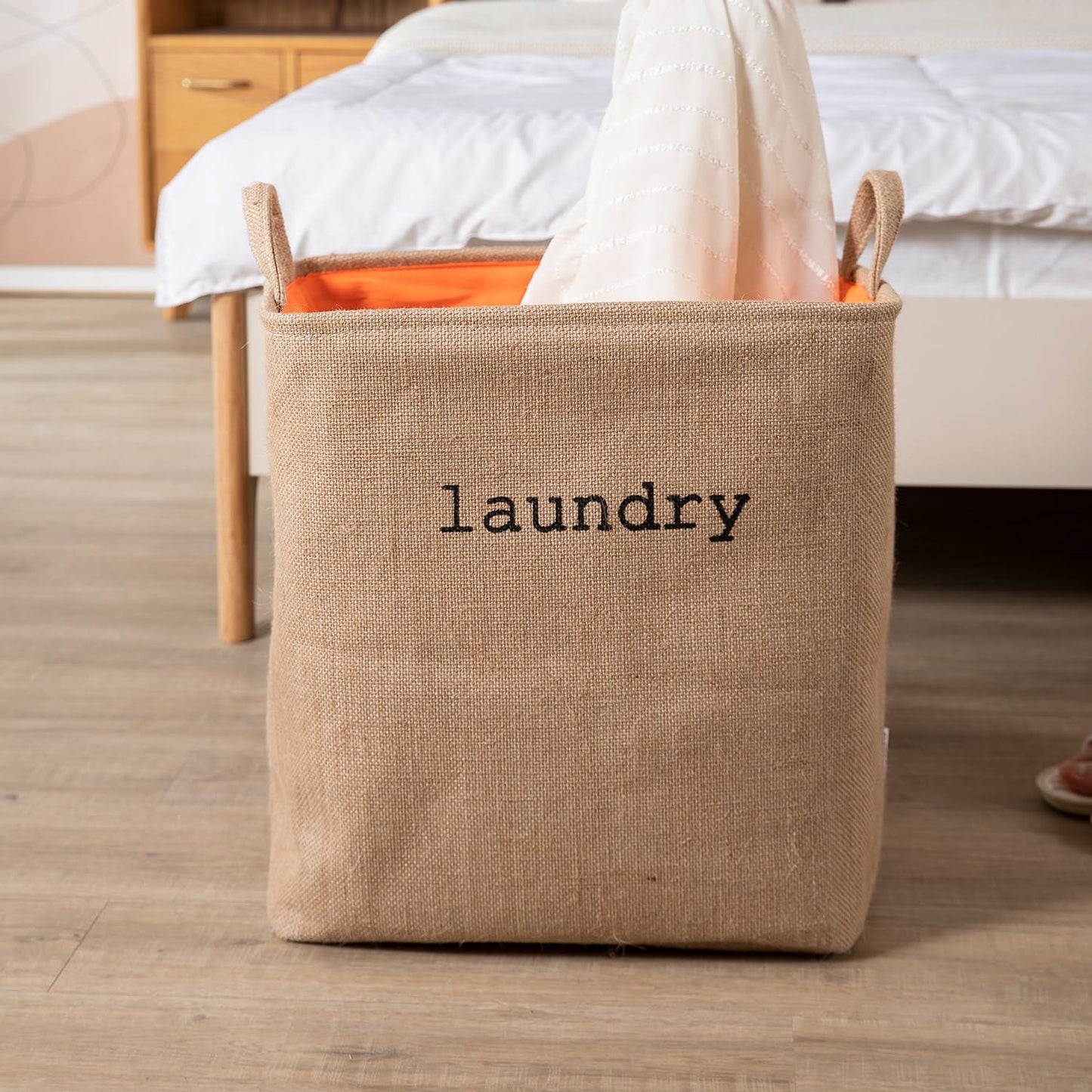 HOKIPO Laundry Basket Clothes Hamper, Denim Basket With Handles,Small / Large - Beige - HOKIPO | Har Ghar ka Humsafar
